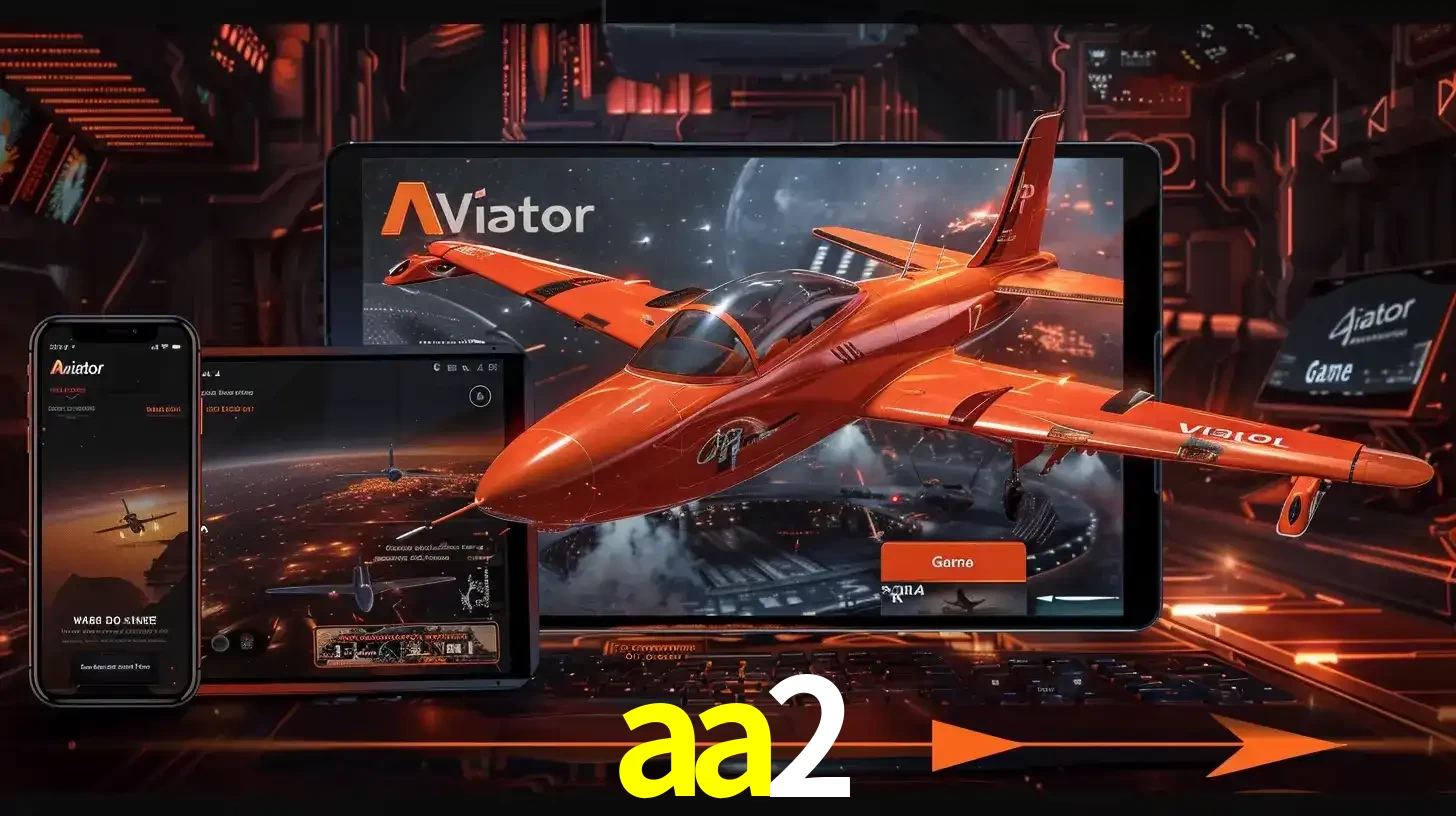 Apresentação tecnológica do jogo Aviator com um avião saindo da tela de um tablet, demonstrando a experiência imersiva em múltiplos dispositivos no aa2.