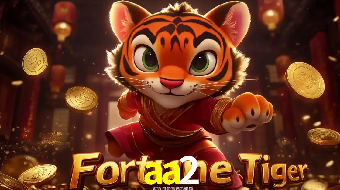 O carismático mascote do jogo de slot Fortune Tiger, um tigre fofo em pose de artes marciais, pronto para trazer sorte e multiplicadores de ganhos no cassino online aa2.