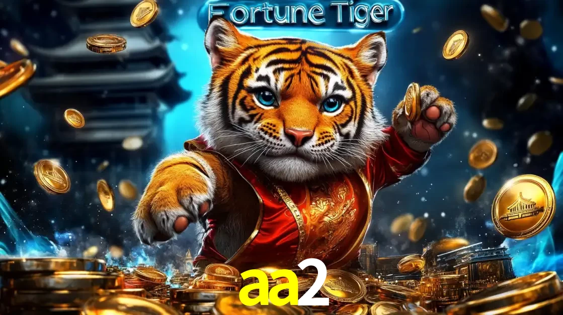 Imagem promocional do jogo de slot Fortune Tiger, com um tigre majestoso em traje tradicional cercado por uma fortuna em moedas de ouro, disponível agora no cassino aa2.